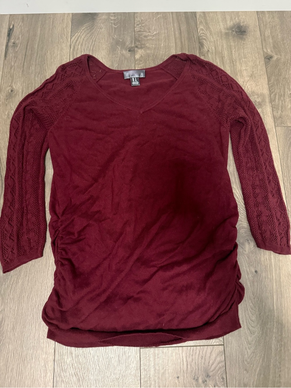 Motherhood Burgundy Knit V-Neck Maternity Top